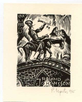 Don Quixote,  Quijote,  Ex Libris Bookplate By Peteris Upitis,  Latvia