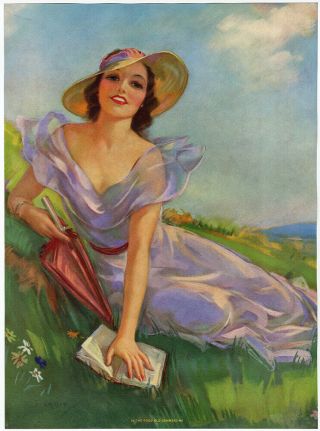 1930s Jules Erbit In The Good Old Summertime Pin - Up Print Winsome Beauty Fine