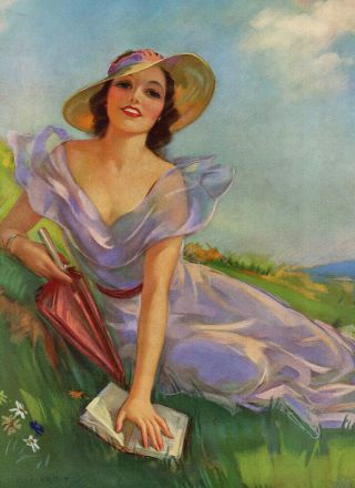 1930s Jules Erbit In The Good Old Summertime Pin - Up Print Winsome Beauty Fine 2