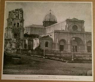 1899 View Of The Old & Cathedral Manila,  Philippines Ruins Earthquake Photo