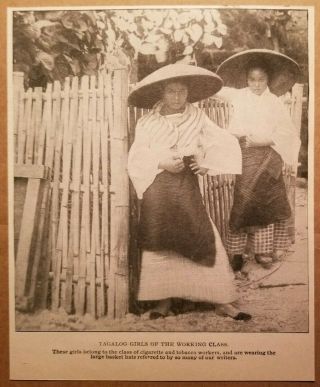 1899 Tagalog Girls Class Cigarette Tobacco Basket Hats Philippines Photo