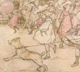 Children Play Dog Park Peter Pan Arthur Rackham 1906 Antique Tipped In Print