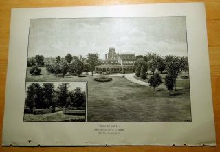 Antique Print 1886 Ridgelawn Residence Of L.  V.  Sone White Plains,  York Ny