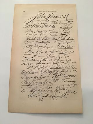 K29) Signers Of Declaration Of Independence American Revolution 1860 Engraving
