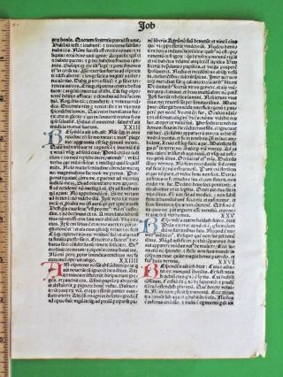 Incunabula,  Latin Bible Lf,  Job20 - 26,  Hdpaint.  Initia.  Venice,  Arrivabene,  1487