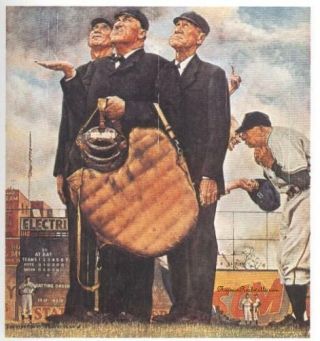 Norman Rockwell Baseball Print " Umpires " / " Bottom Of The Sixth " 8x10 " Or 11x15 "