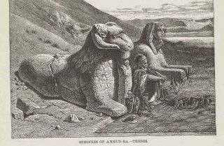 Egypt: Sphinxes Of Amun Ra - Thebes - 1885 Ancient History Illustration