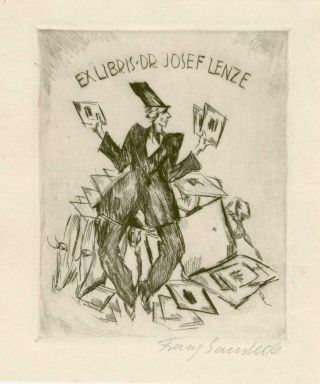 Ex Libris Art Deco Expressionism Exlibris By Gaudeck Franz (1889 - 1946) Germany
