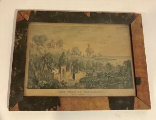 Currier & Ives Print “tomb Of Washington Mount Vernon,  1840,  ” Framed