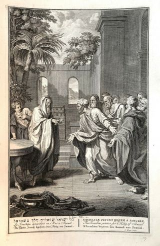 18th C.  Bible Print: 1 Samuel 8:5 - 10 The Israelites Petition For A King