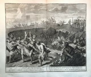 18th C.  Bible Print: Numbers 16:31 - 35 The Punishment Of The Rebellion Of Korah