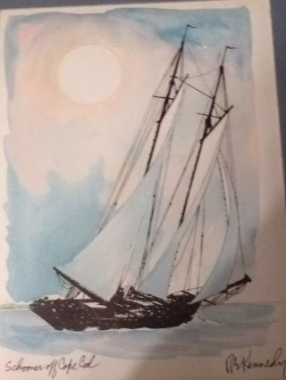 R.  E.  KENNEDY 2 Prints Edgerton Lighthouse Martha ' s Vineyard & Schooner CAPE COD 4
