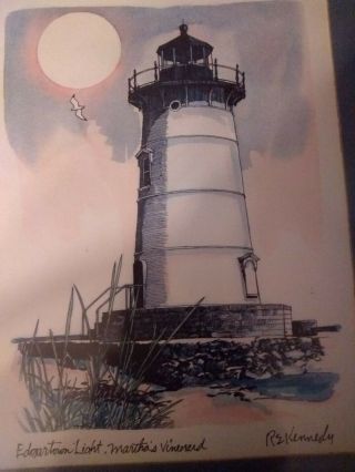 R.  E.  KENNEDY 2 Prints Edgerton Lighthouse Martha ' s Vineyard & Schooner CAPE COD 5
