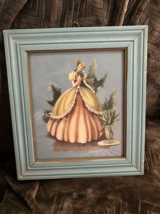 Vintage 1940s “turner” Air Brush Southern Belle Print Frame