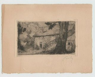 Maison De J.  F.  Millet Barbizon 1928 Pencil Signed Etching Millet 