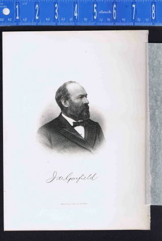 20th United States President James Garfield - 1882 Engraved Print