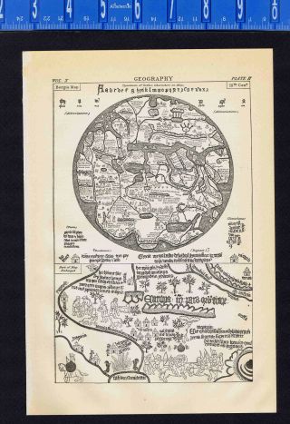 Borgia Map Of The World In The 15th Century - - 1907 Geography Print