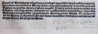 Incunabula,  Latin Bible Lf,  Paul ' s 1st Epistle Corinthians,  Chapt.  14,  Koberger,  1487 3