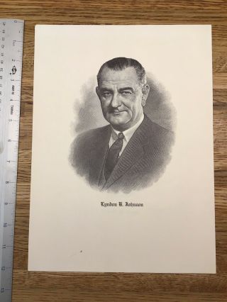 Lyndon Johnson - Vintage President Print 1960s Looks Like Lithograph V7