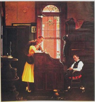 NORMAN ROCKWELL 1970 ' s COLOR PLATE LITHOGRAPH,  ' MARRIAGE LICENSE ' 2