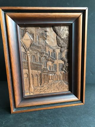 Pirates Alley Orleans Framed Wood Carved Print By Kay Glenn Signed & No.  129
