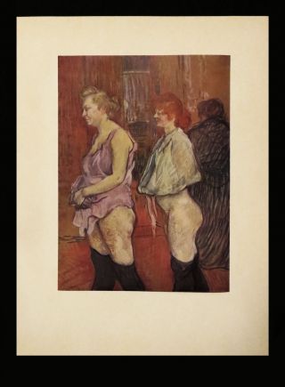 Toulouse - Lautrec 1952 Lithographed Print.  " La Visite: Rue Des Moulins " - 1894
