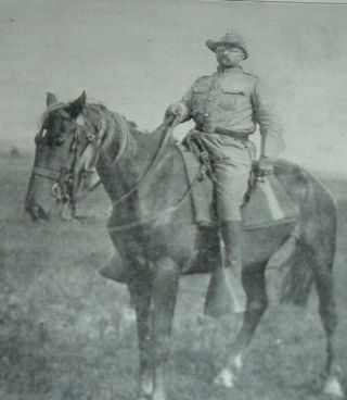 Colonel Theodore Roosevelt As A Rough Rider On Horse From Photo 1899 Print