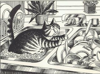 B Kliban Cats Cat Drip Vintage Funny Cat Art Print 1981