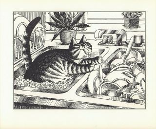 B Kliban Cats CAT DRIP Vintage Funny Cat Art Print 1981 2