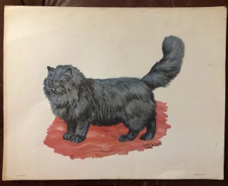 Vintage Ole Larsen Cat Print Only 11” X 14”