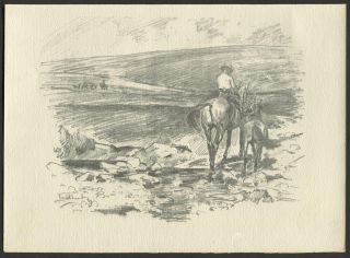 Lionel Edwards Leading Lost Horse Home 1929 Vintage Print Of Pencil Sketch