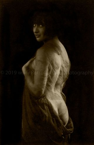 1920s Erotic Risque Portrait Semi - Naked Woman Vintage Photo Reprint