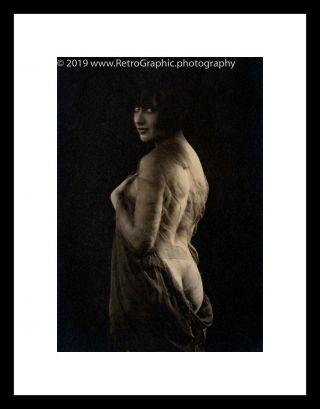 1920s Erotic Risque Portrait Semi - Naked Woman Vintage Photo Reprint 2