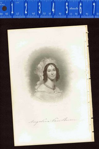 Angelica Van Buren - First Lady Of President Martin Van Buren - 1881 Steel Engraving