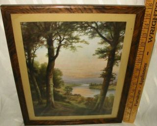 Vintage Antique Wood Framed Print " The End Of A Perfect Day " By Zula Kenyon