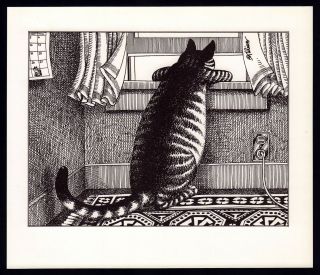 B Kliban Cats Nosy Neighbor Cat At Window Vintage Funny Cat Art Print