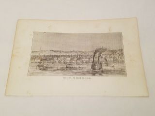 Cr23) Cincinnati From The Ohio River 1858 Engraving