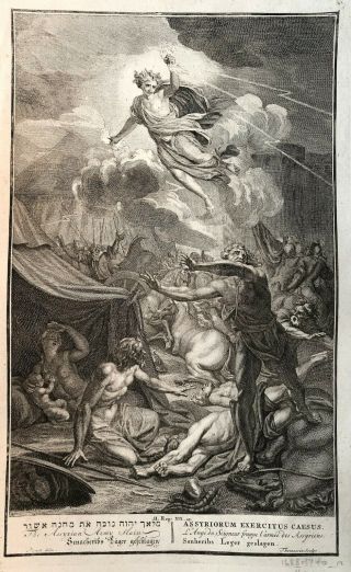 18th C.  Bible Print: 2 Kings 19:35 The Assyrian Army Slain