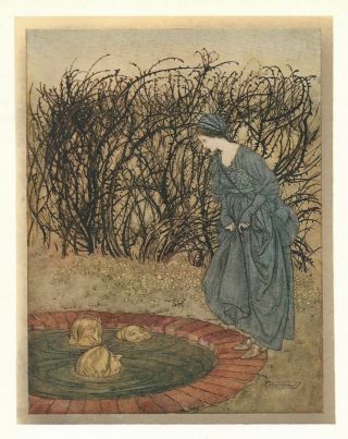 Antique 1918 Arthur Rackham Art Nouveau English Fairy Tales Color Print