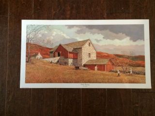 Eric Sloane Lithograph " October Gleaning " Unframed 26 " X 14 "