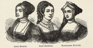 Wives Of Henry Viii - Anne Boleyn - Jane Seymour - Katharine Howard - 1882 Print