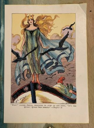 Vtg Wizard Of Oz Color Book Plate Page “queen Orin” / J R Neill Signed In Print