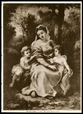 Picture Of The Holy Family By Diaz - 1914 Sepia Photogravure