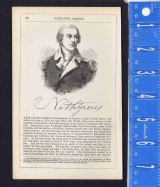 General Nathanael Greene - 1855 Page Of History With Wood Engraved Portrait