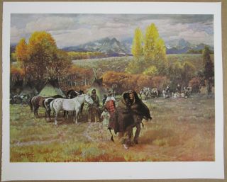 Vintage John Clymer Art TRAPPER TAKES A WIFE Full Color Plate Native American 2