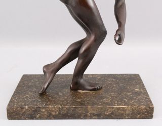 Antique Victorian Grand Tour Bronze Sculpture Roman Nude Man Discus Thrower 4