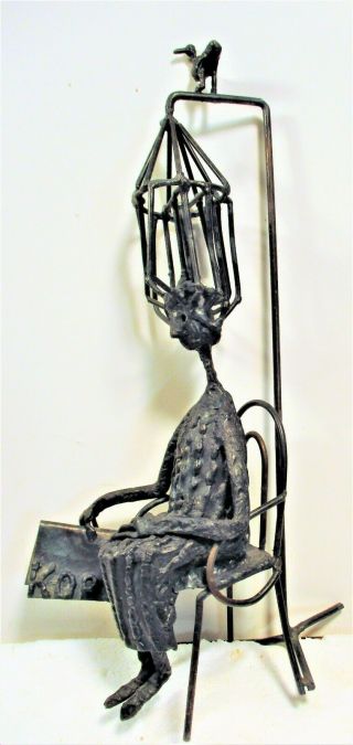 Simon Kops Wisconsin Artist Metal Sculpture,  Woman In Old Fashion Curler Machine
