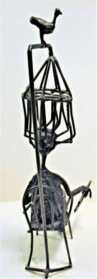 SIMON KOPS WISCONSIN ARTIST METAL SCULPTURE,  WOMAN IN OLD FASHION CURLER MACHINE 6