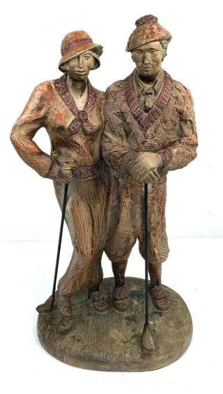 Vintage Austin Sculptures Golf Couple Statue " Country Club " 10 Lbs 16 " Signed