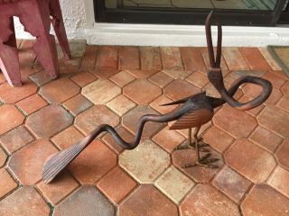 Mid Century Modern Carved Bird Wood Sculpture /figure Copper Legs 25 " Long